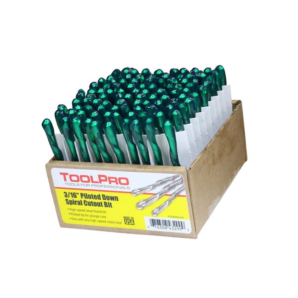 Toolpro 316 in Piloted Down Spiral Cutout Bits 100PK TP43299